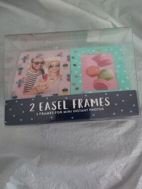 Set of 2 Mini Easel Photo Frames - Pink & Mint Polka Dot
